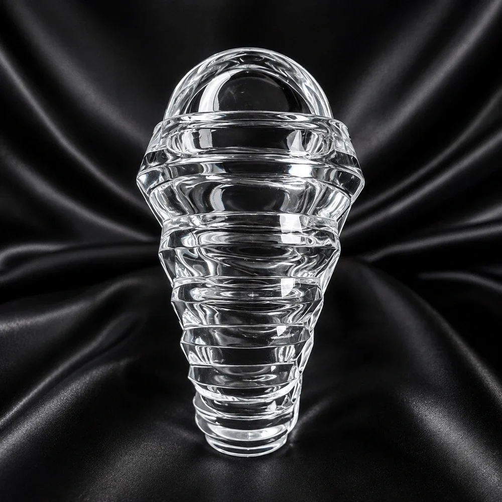 Mikasa Wyndham Art Deco Crystal Vase 9 Inch Clear Heart Shaped Rim Swirl Pattern